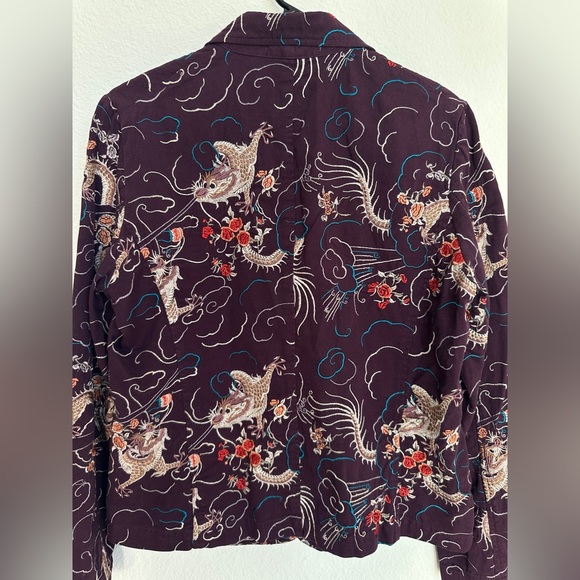 Johnny Was Womens Jacket Blazer Purple‎ Floral Dragon Embroidered size Large - Picture 6 of 12